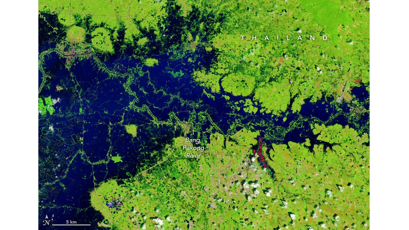 NASA snimila razmere poplava na Tajlandu: voda prekrila polja i naselja