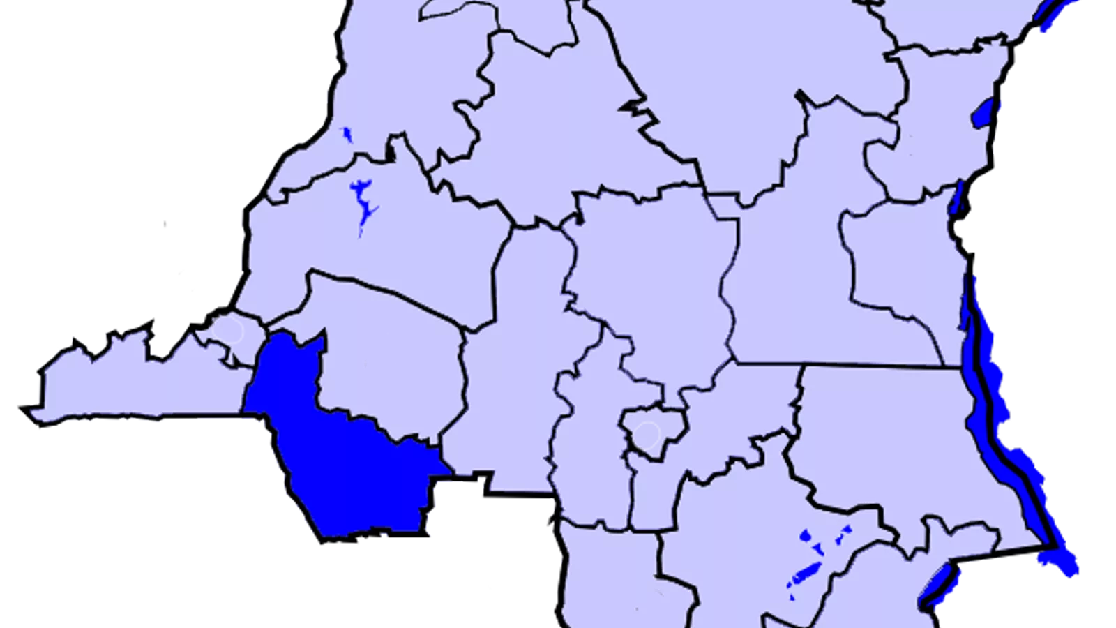 Mapa provincije Kwango u Demokratskoj Republici Kongo. Mapa provincije Kwango u Demokratskoj Republici Kongo. Ilustracija uz vest: Pad vojnog aviona u DR Kongu odneo najmanje 14 života