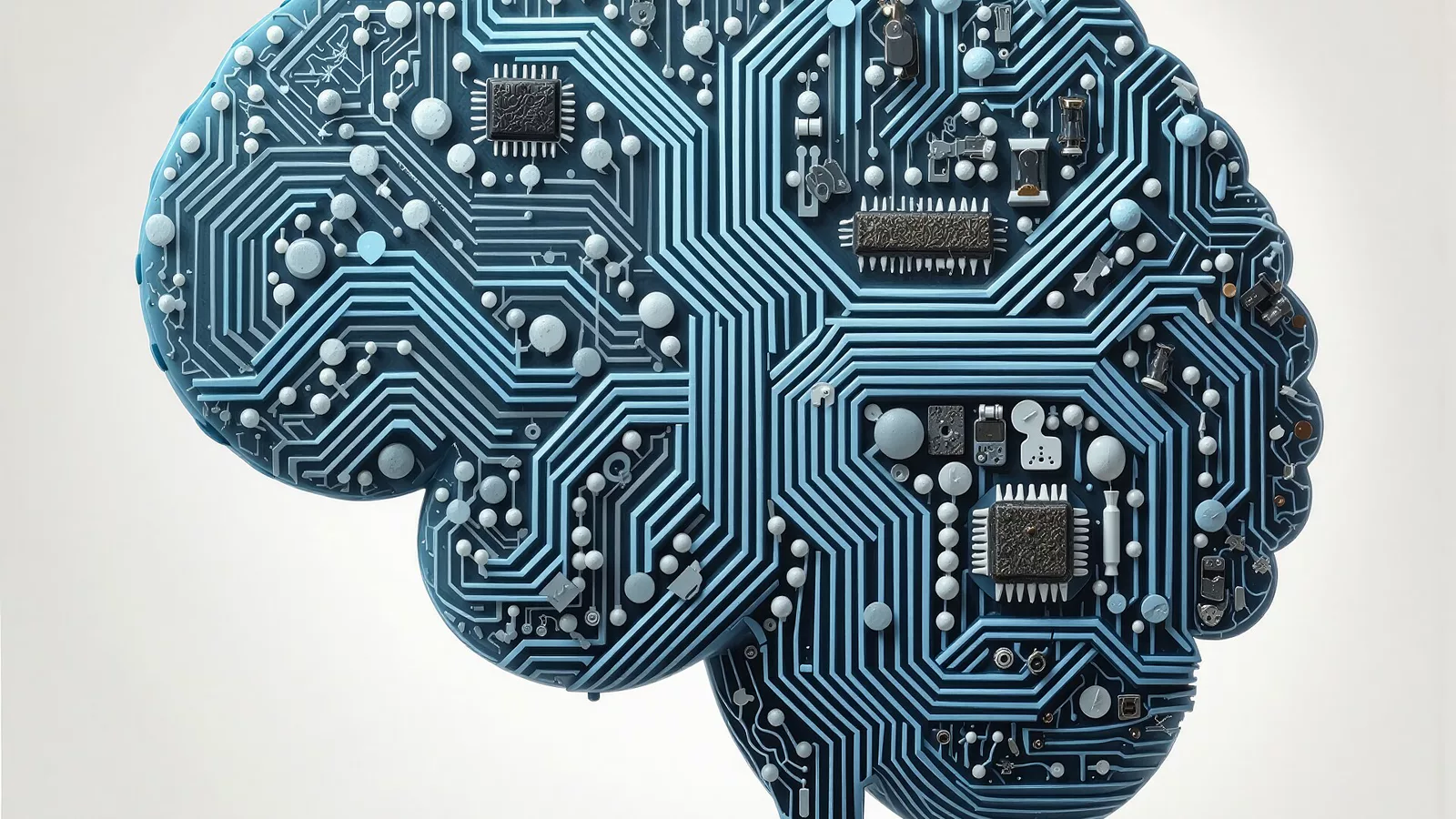 Human brain blue circuit white background artificial intelligence icon (Topaz Bloom).jpeg. Ilustracija uz vest: CLIP reprezentacije mogu da otkrivaju AI-generisane slike uz lagan klasifikator