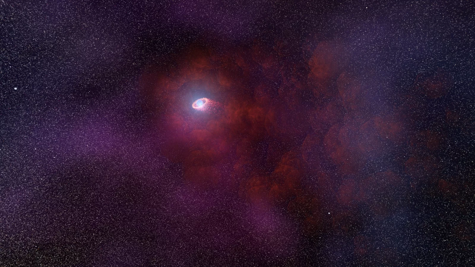 Artist's Impression of Pulsar Wind from a Neutron Star (2018-43-4232).png. Ilustracija uz vest: NASA-JAXA XRISM prvi put direktno pratio kako pulsar „usisava“ vetar džinovske zvezde